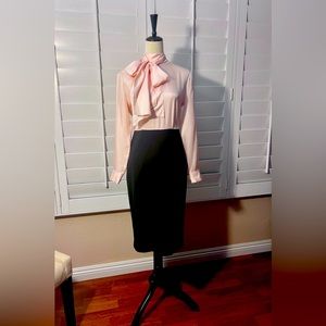 Ted Baker, size 2.  Pale pink and black, below the knee.